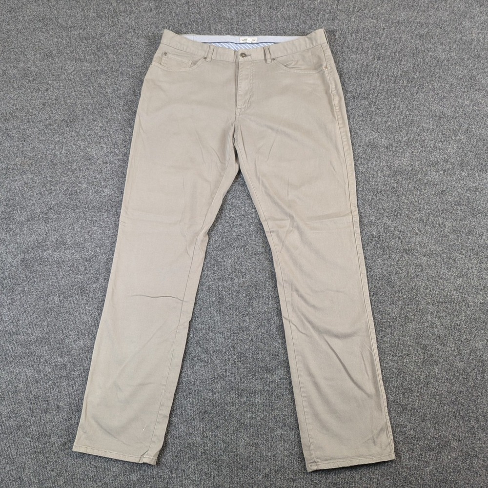 Peter Millar Mens Khaki Tan Classic 5-Pocket Pants Cotton Modal Stretch Mens 36